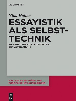 cover image of Essayistik als Selbsttechnik